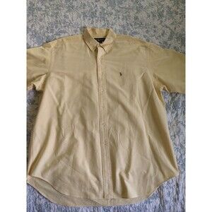 Men's Ralph Lauren XL Blaire Shirt Lemon 100% Cotton Logo Short Sleeve Read